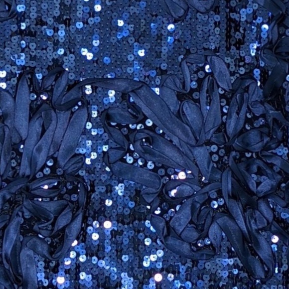 Embellished Sequin Blue Sleeveless Dress - Picture 3 of 4